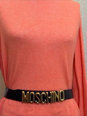 Moschino Black Belt with Gold Lettering​